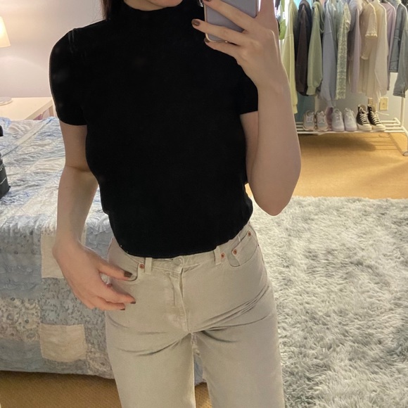 Streetwear Society Tops - Black Mock Neck Tee Shirt